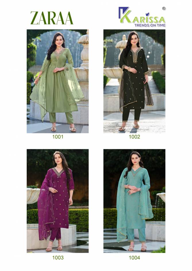 Zaraa By Karissa 1001 To 1004 Liva Viscose Silk Kurti Pant With Dupatta Wholesale Shop In Surat